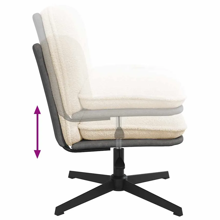 Chaise pivotante de bureau crème bouclé comme de la laine tissu - 7