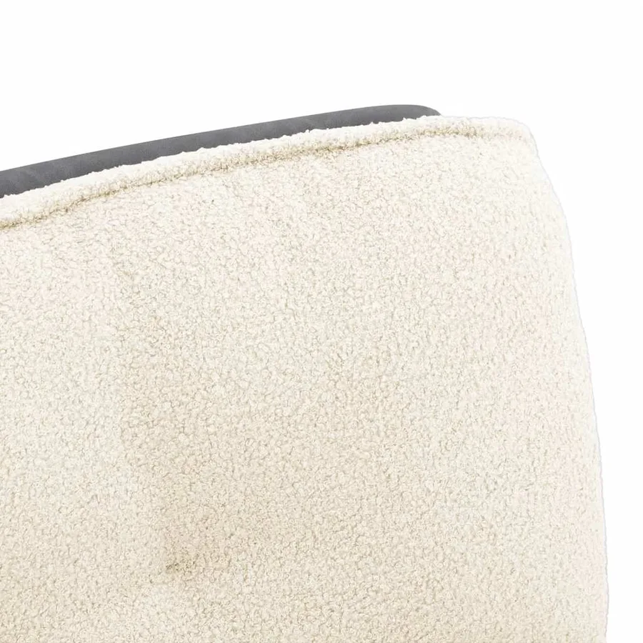 Chaise pivotante de bureau crème bouclé comme de la laine tissu - 9