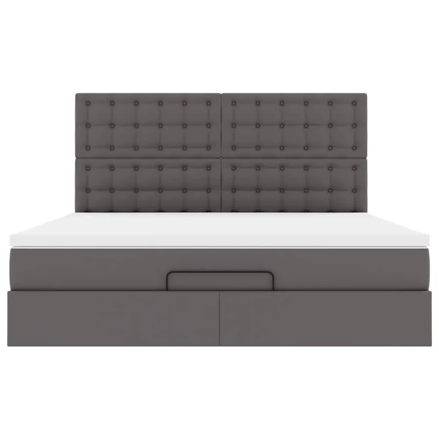 Cadre de lit ottoman avec matelas gris 180x200 cm similicuir - 7