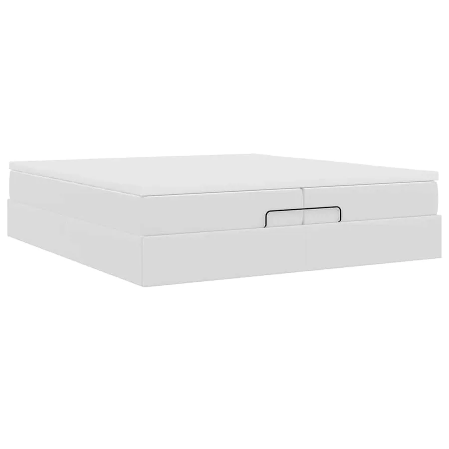 Cadre de lit ottoman avec matelas blanc 200x200 cm similicuir - 10