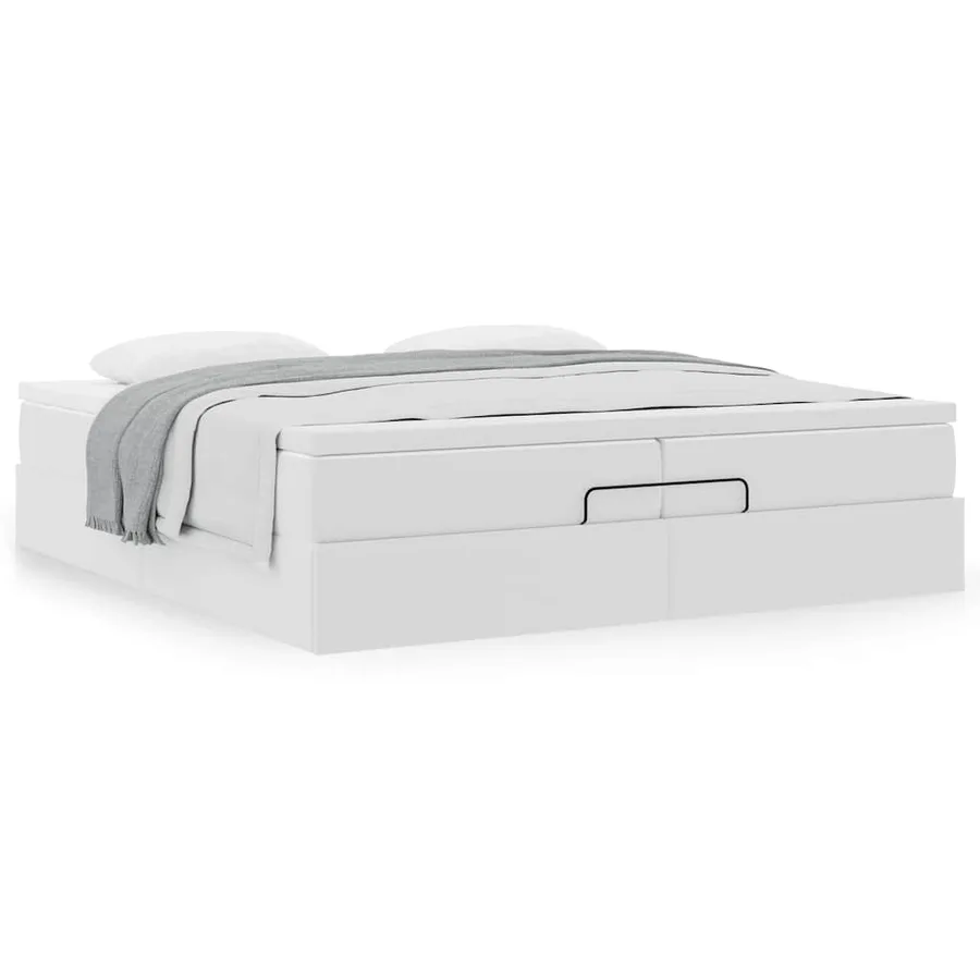 Cadre de lit ottoman avec matelas blanc 200x200 cm similicuir - 4