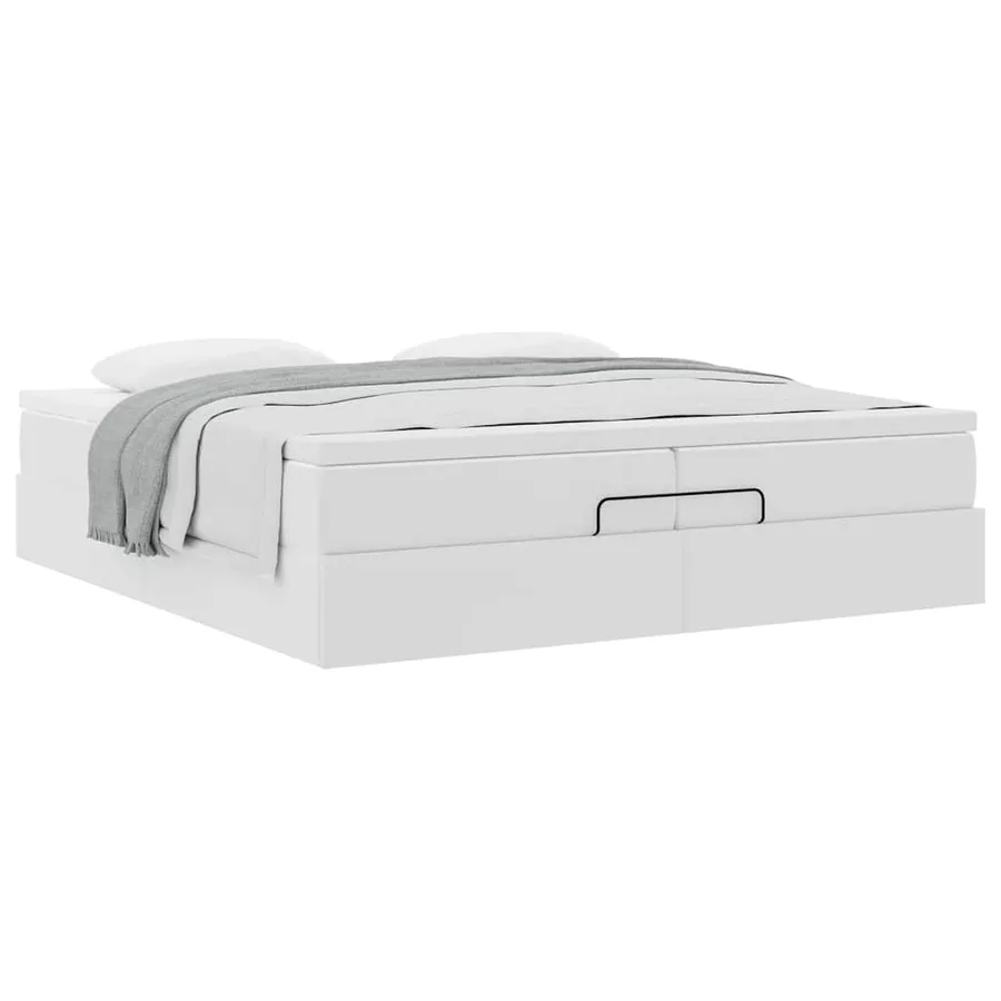 Cadre de lit ottoman avec matelas blanc 200x200 cm similicuir - 5