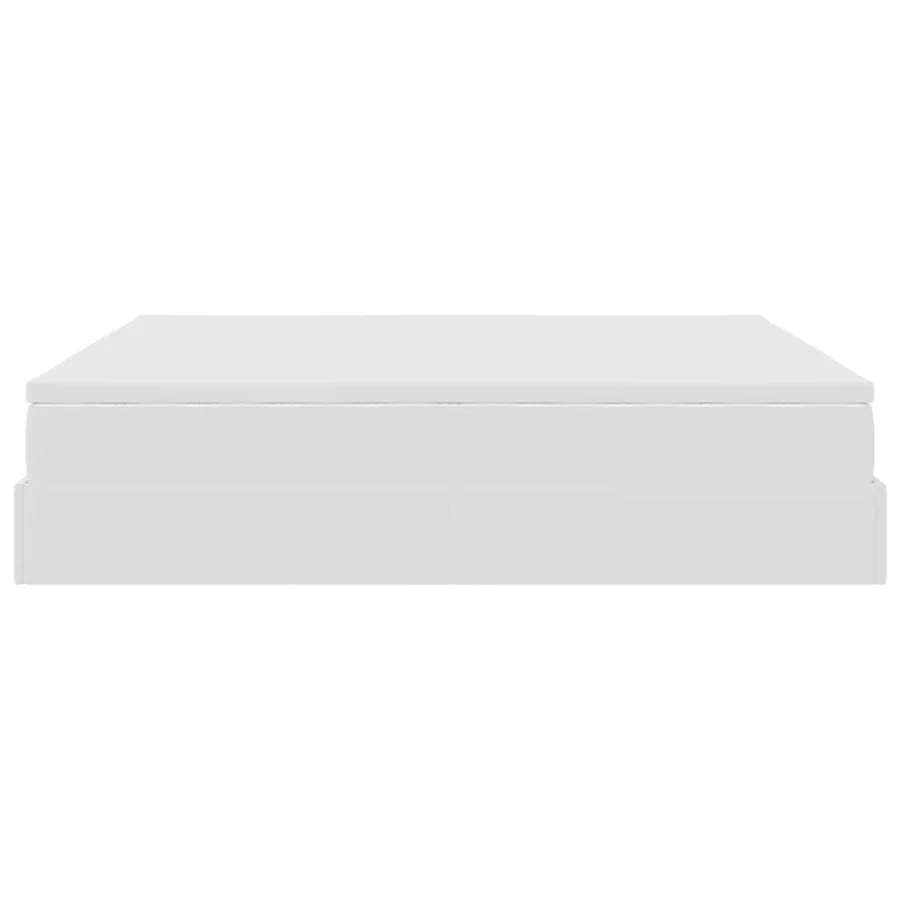 Cadre de lit ottoman avec matelas blanc 200x200 cm similicuir - 9