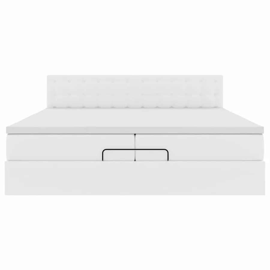 Cadre de lit ottoman avec matelas blanc 200x200 cm similicuir - 7