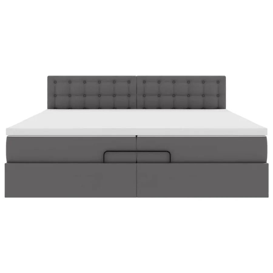 Cadre de lit ottoman avec matelas gris 200x200 cm similicuir - 7