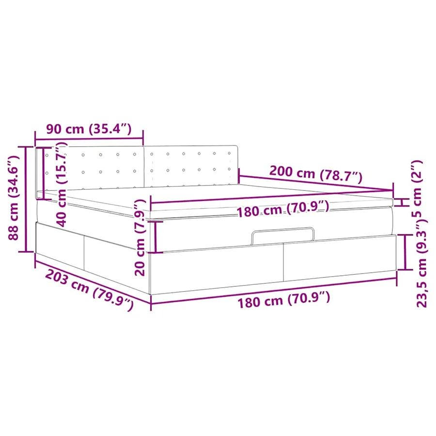 Lit ottoman avec matelas & LED Gris 180x200cm similicuir - 18