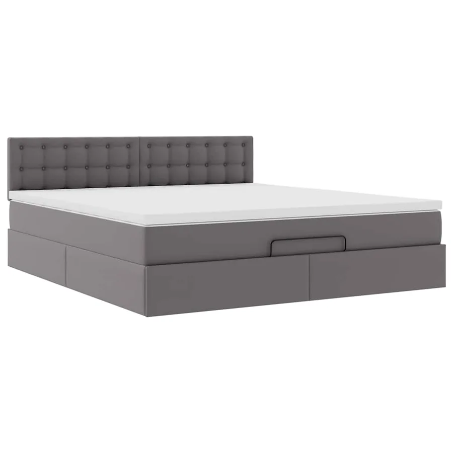 Lit ottoman avec matelas & LED Gris 180x200cm similicuir - 7