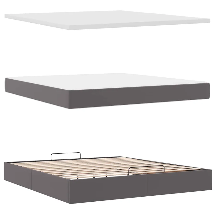Lit ottoman avec matelas & LED Gris 180x200cm similicuir - 9