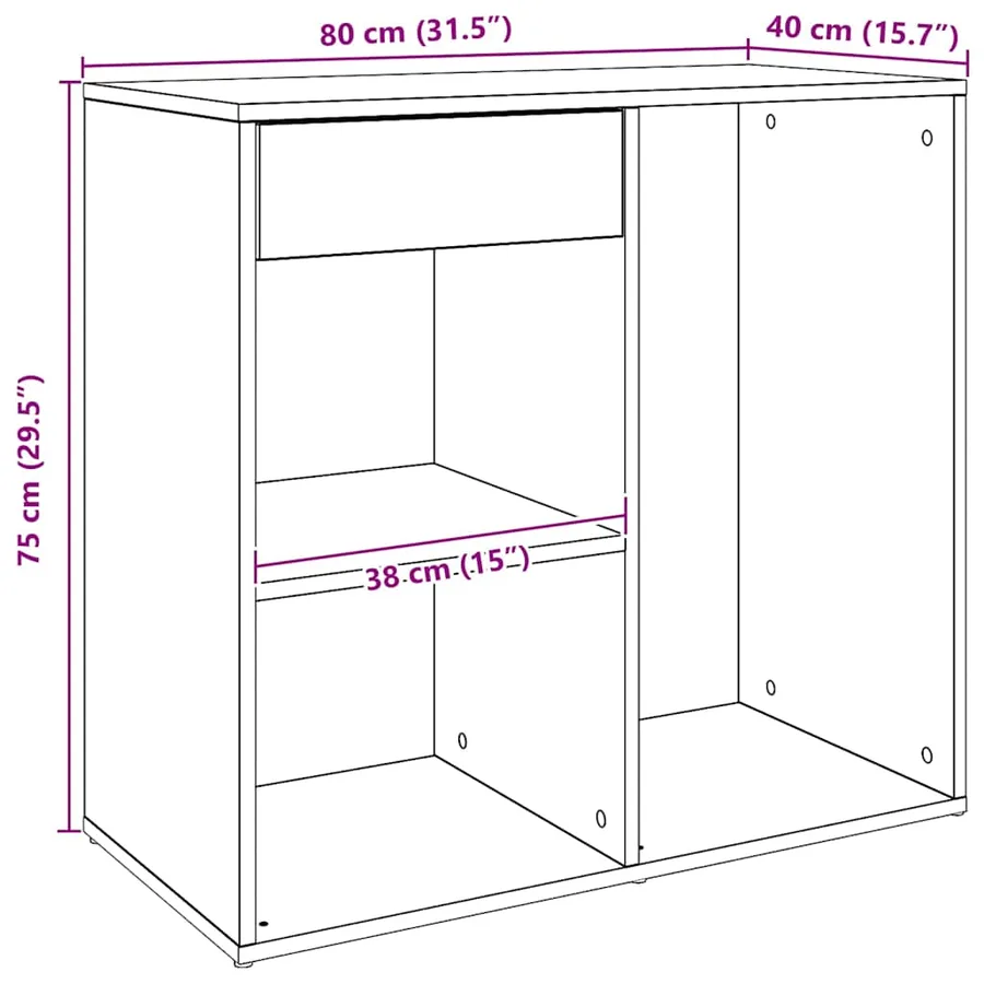 Armoire cosmétique chêne artisanal 80x40x75cm Bois d'ingénierie - 10