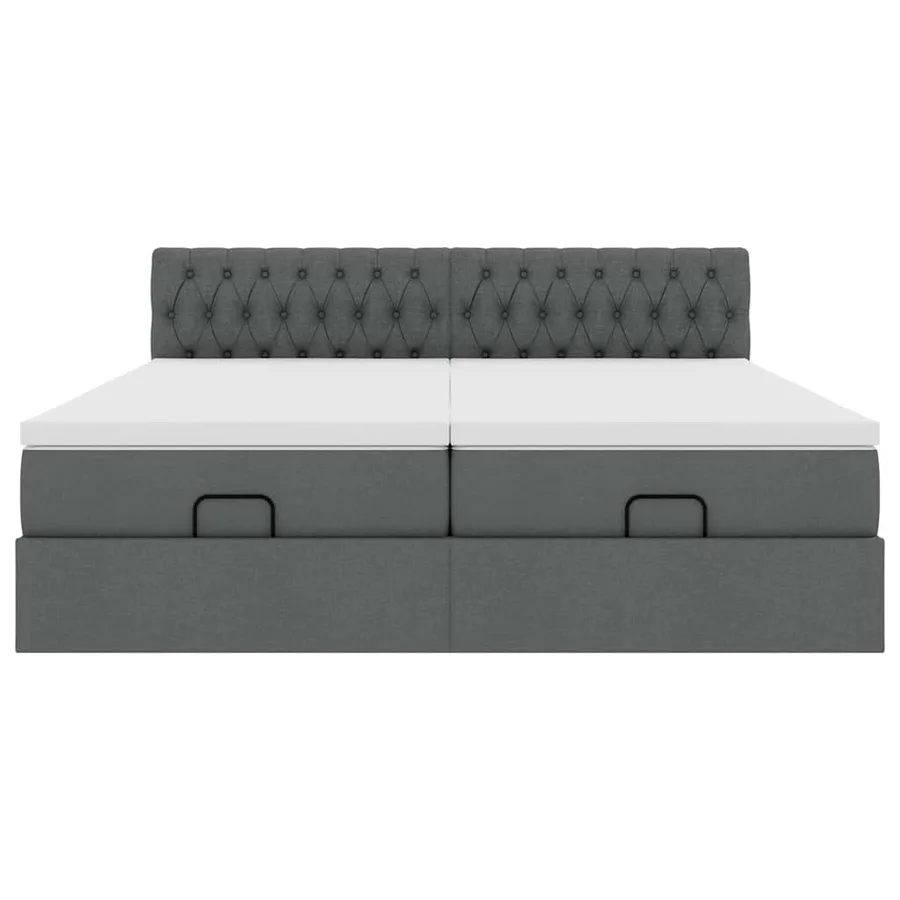 Cadre de lit ottoman avec matelas gris foncé 160x200cm tissu - 7