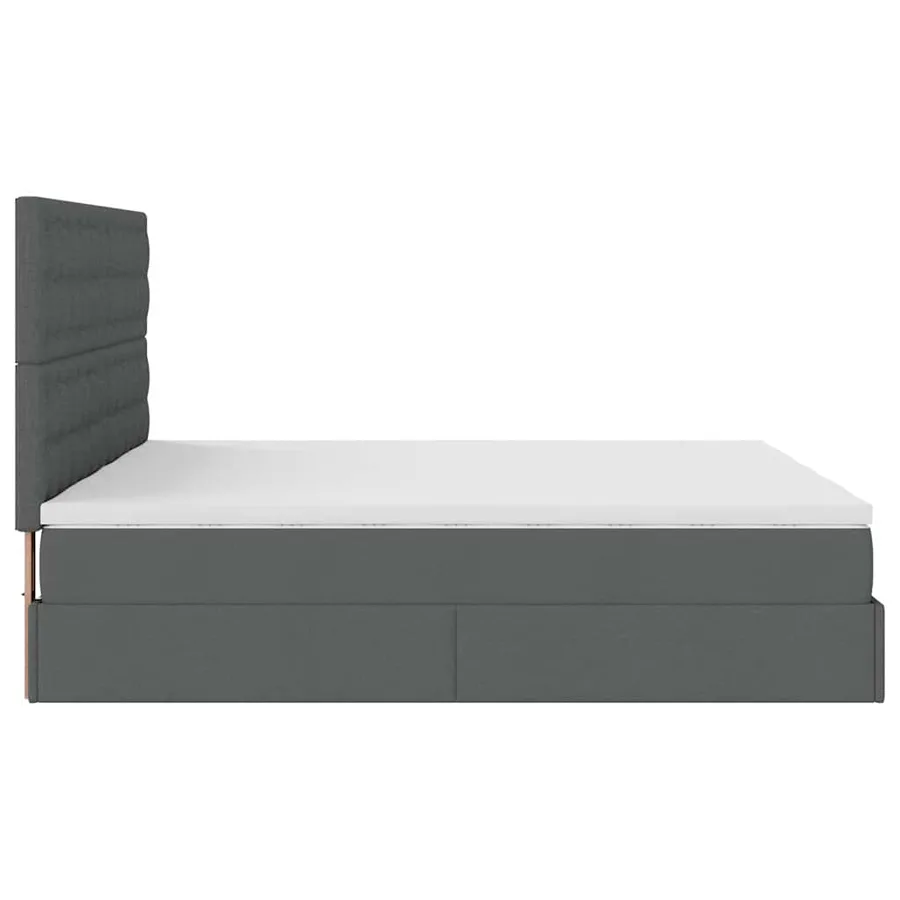 Cadre de lit ottoman avec matelas gris foncé 160x200cm tissu - 8