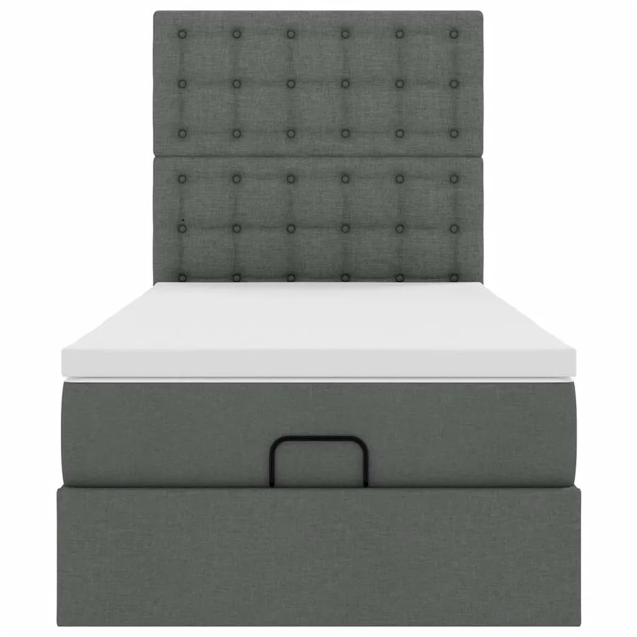 Cadre de lit ottoman avec matelas gris foncé 80x200 cm tissu - 7