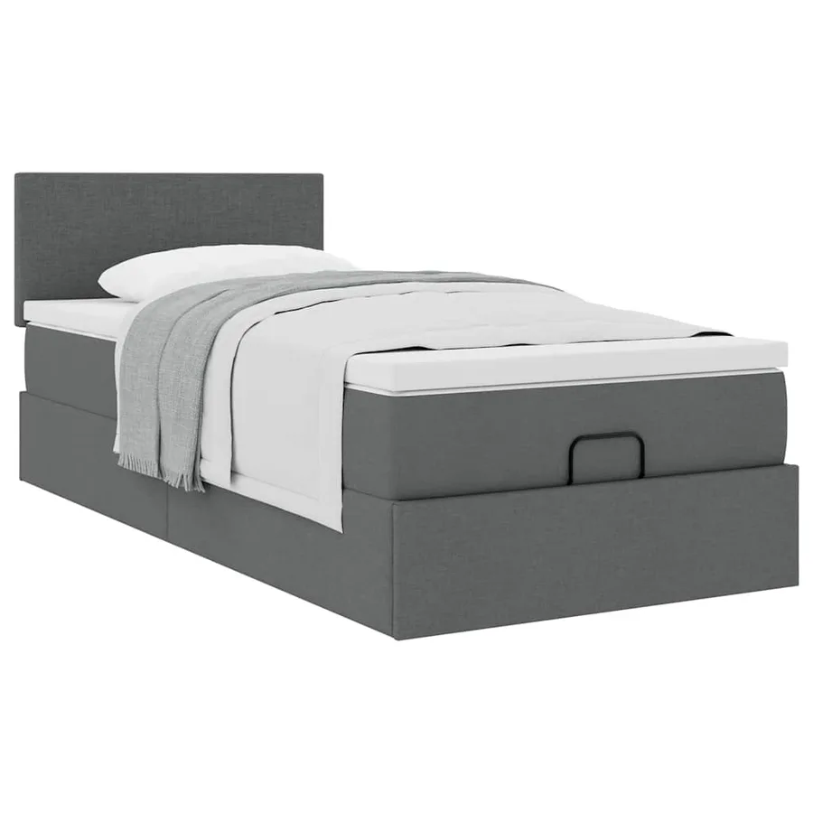 Cadre de lit ottoman avec matelas gris foncé 80x200 cm tissu - 5