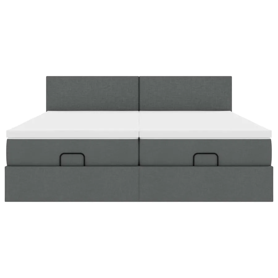 Cadre de lit ottoman avec matelas gris foncé 160x200cm tissu - 8