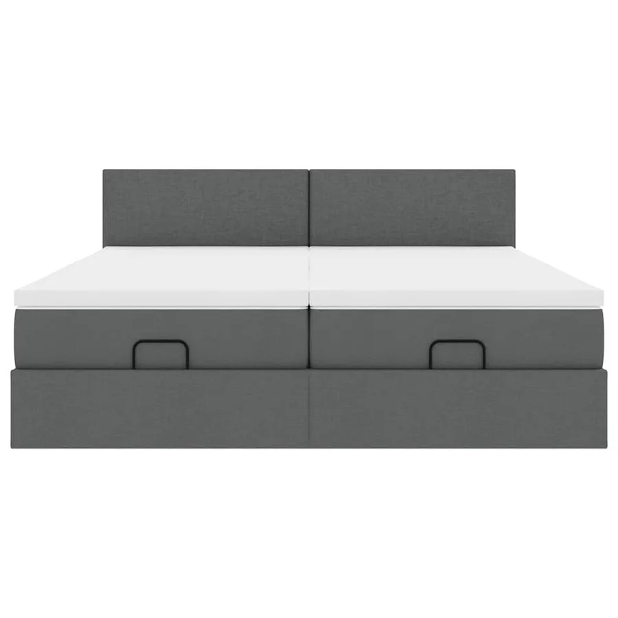 Cadre de lit ottoman avec matelas gris foncé 160x200cm tissu - 7
