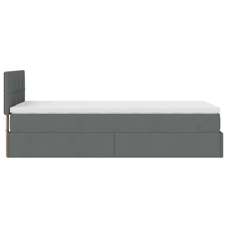 Cadre de lit ottoman avec matelas gris foncé 80x200 cm tissu - 10