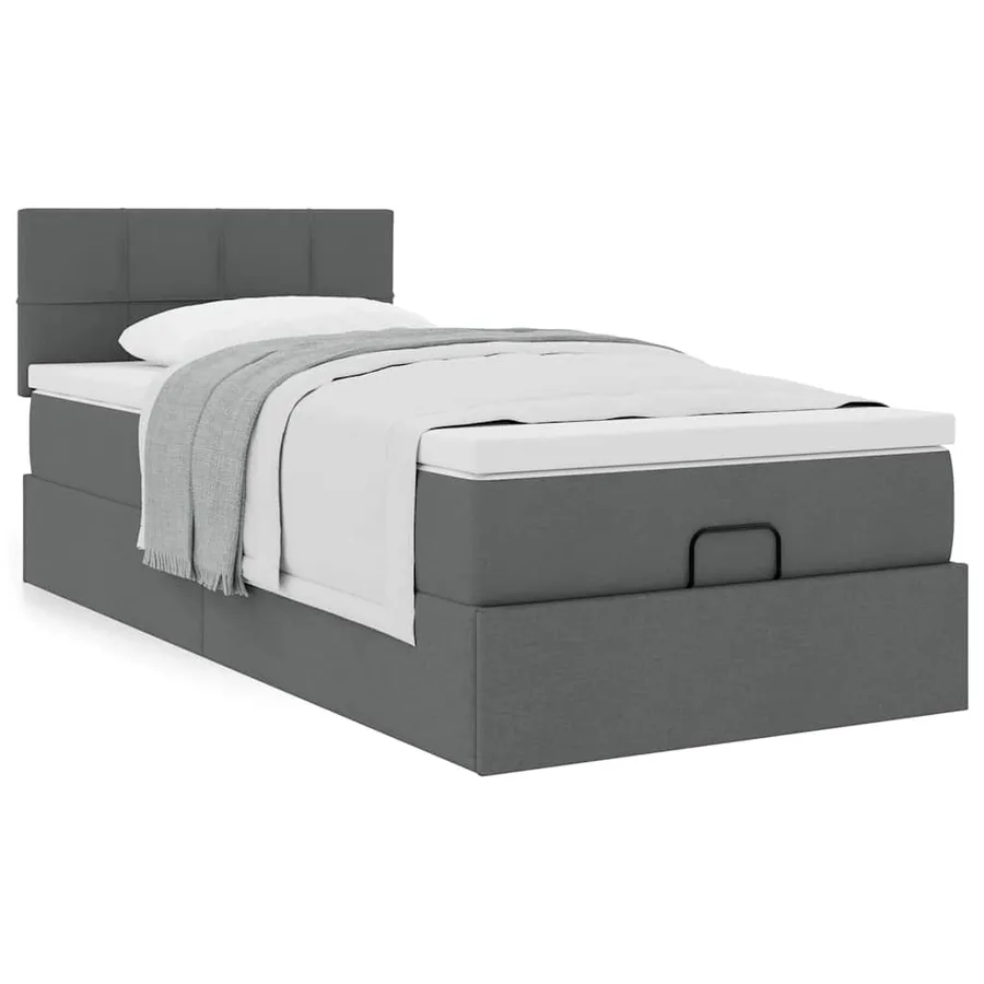 Cadre de lit ottoman avec matelas gris foncé 80x200 cm tissu - 4