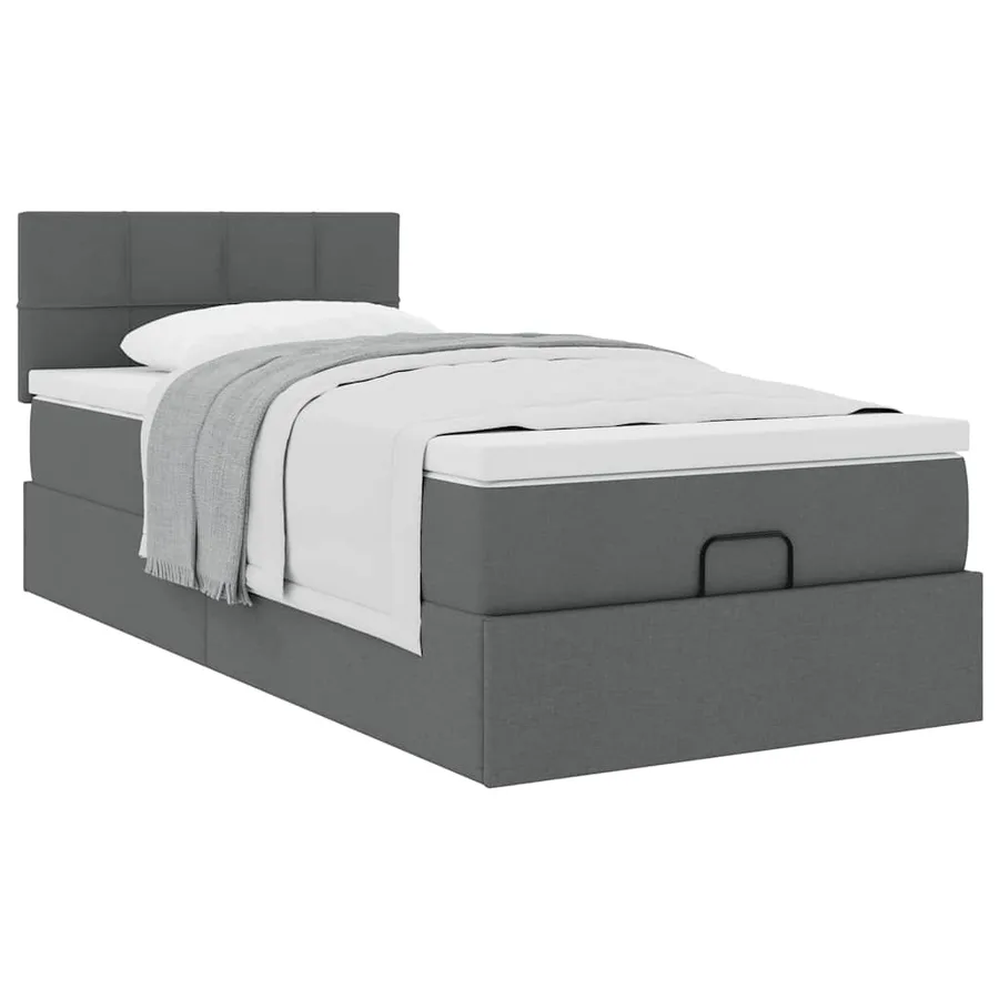 Cadre de lit ottoman avec matelas gris foncé 80x200 cm tissu - 5