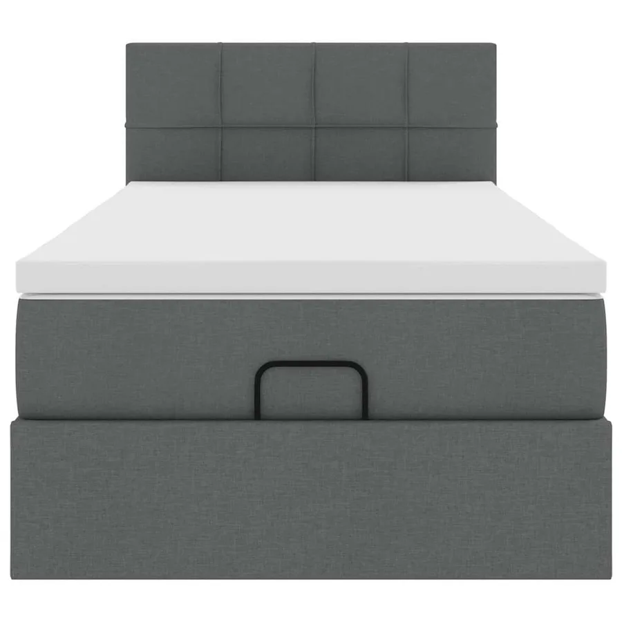 Cadre de lit ottoman avec matelas gris foncé 80x200 cm tissu - 7