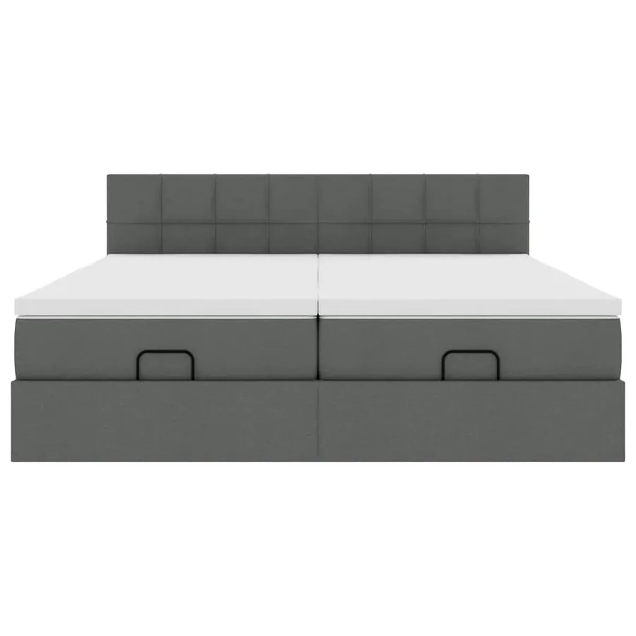 Cadre de lit ottoman avec matelas gris foncé 160x200cm tissu - 8