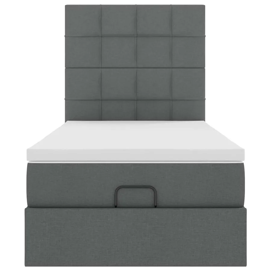 Lit ottoman avec matelas et LED Gris foncé 80x200cm tissu - 8