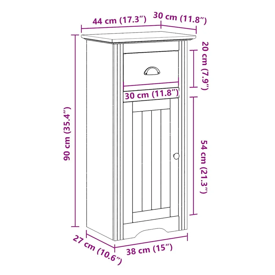 Armoire de salle de bain BODO blanc et marron 44x30x90 cm - 8