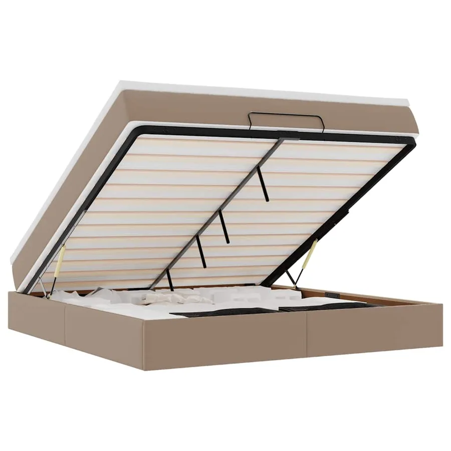 Cadre de lit ottoman et matelas cappuccino 180x200cm similicuir - 2