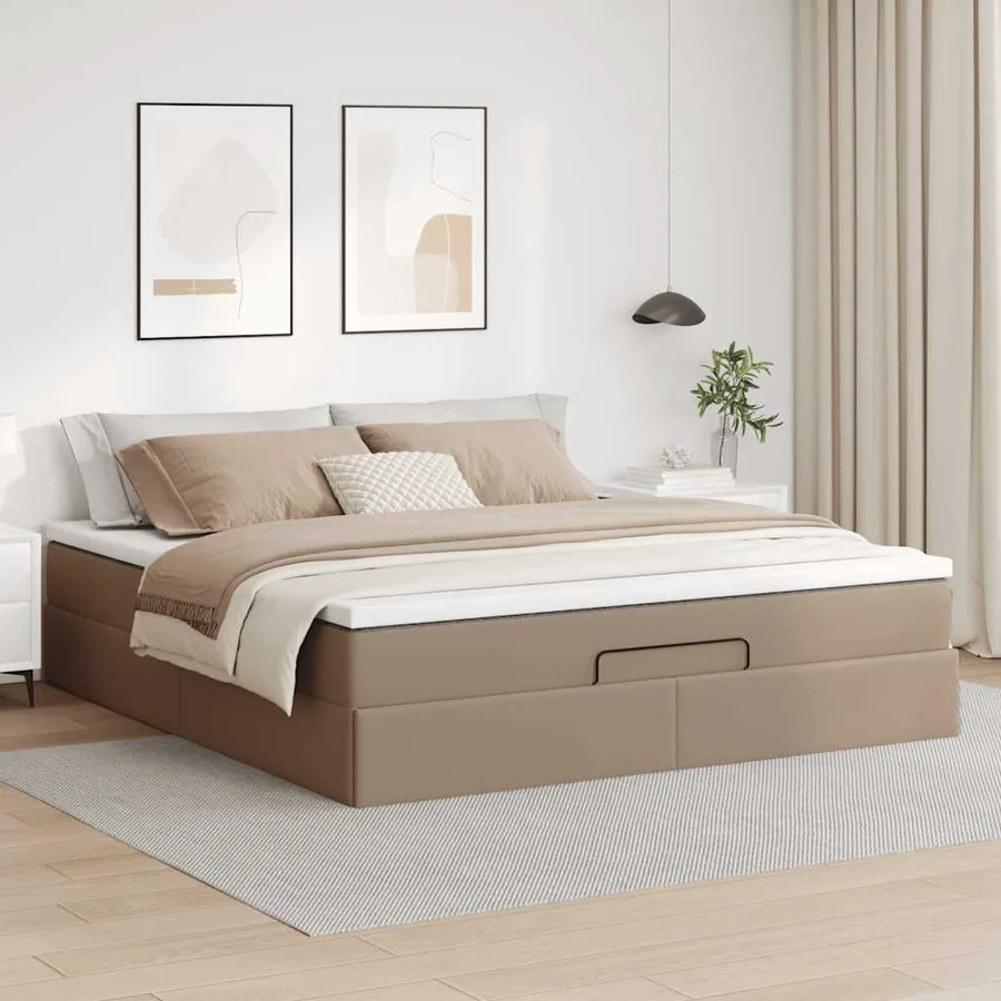 Cadre de lit ottoman et matelas cappuccino 180x200cm similicuir - 3