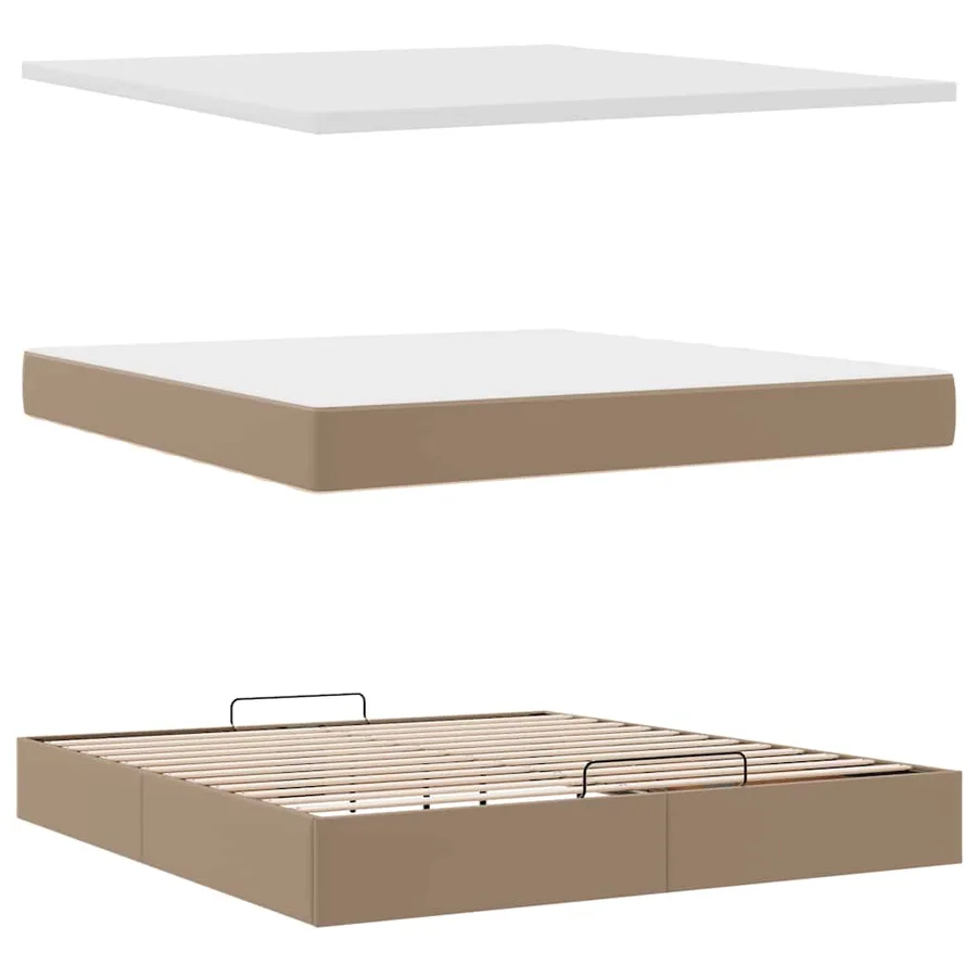 Cadre de lit ottoman et matelas cappuccino 180x200cm similicuir - 8
