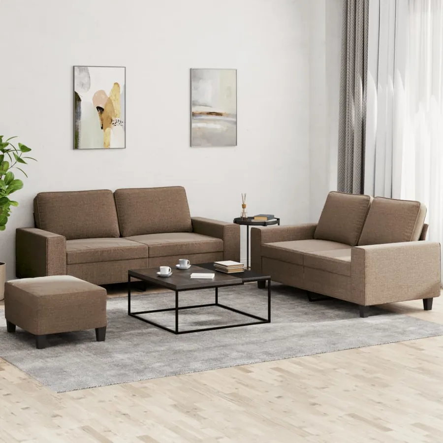 Ensemble de canapés 3 pcs marron tissu