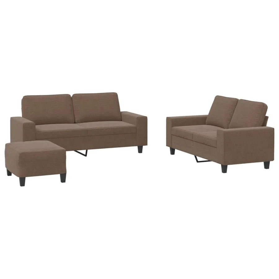 Ensemble de canapés 3 pcs marron tissu - 2