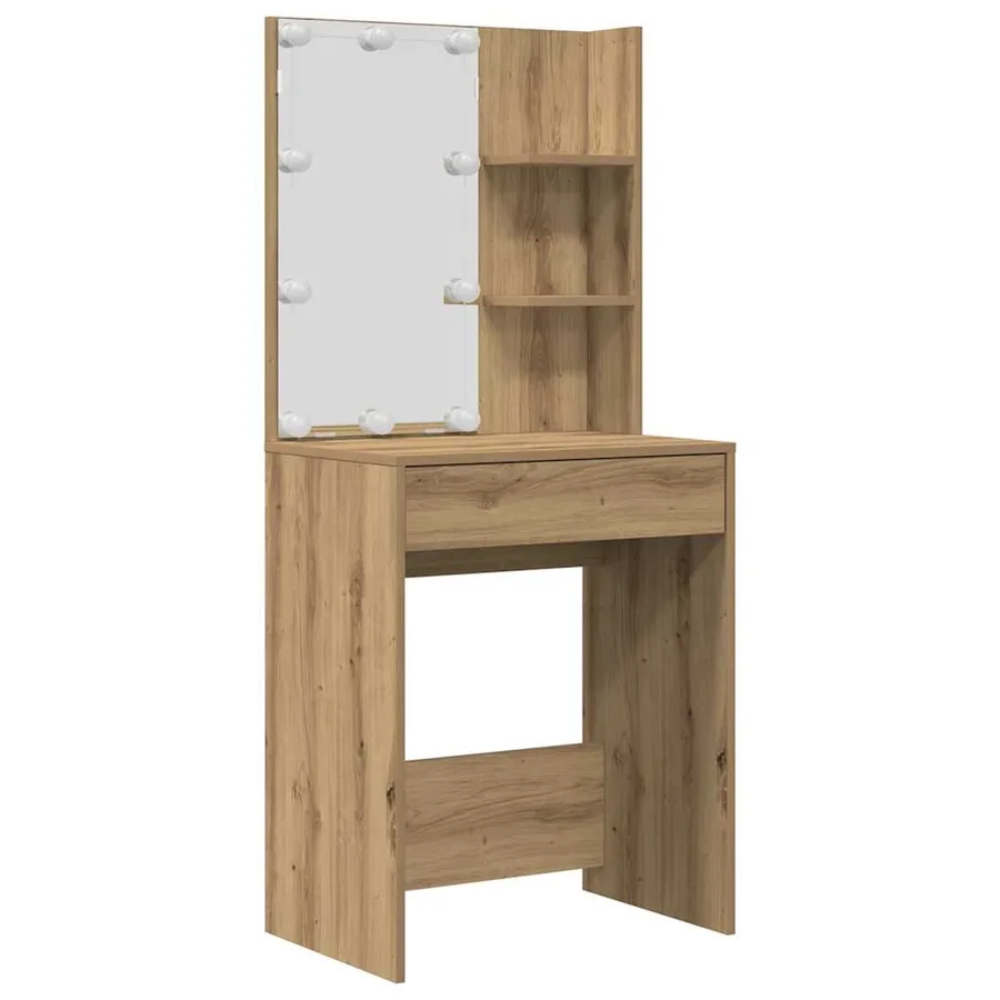 Ensemble de coiffeuse avec LED chêne artisanal bois ingénierie - 4