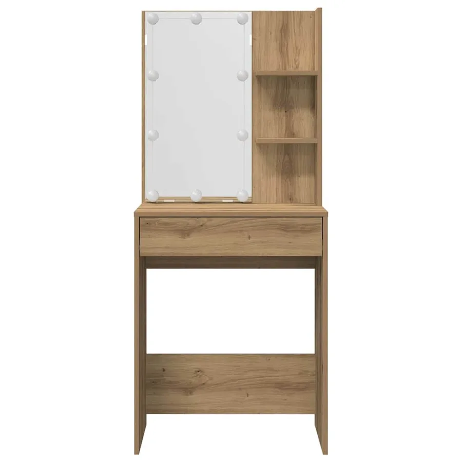 Ensemble de coiffeuse avec LED chêne artisanal bois ingénierie - 5