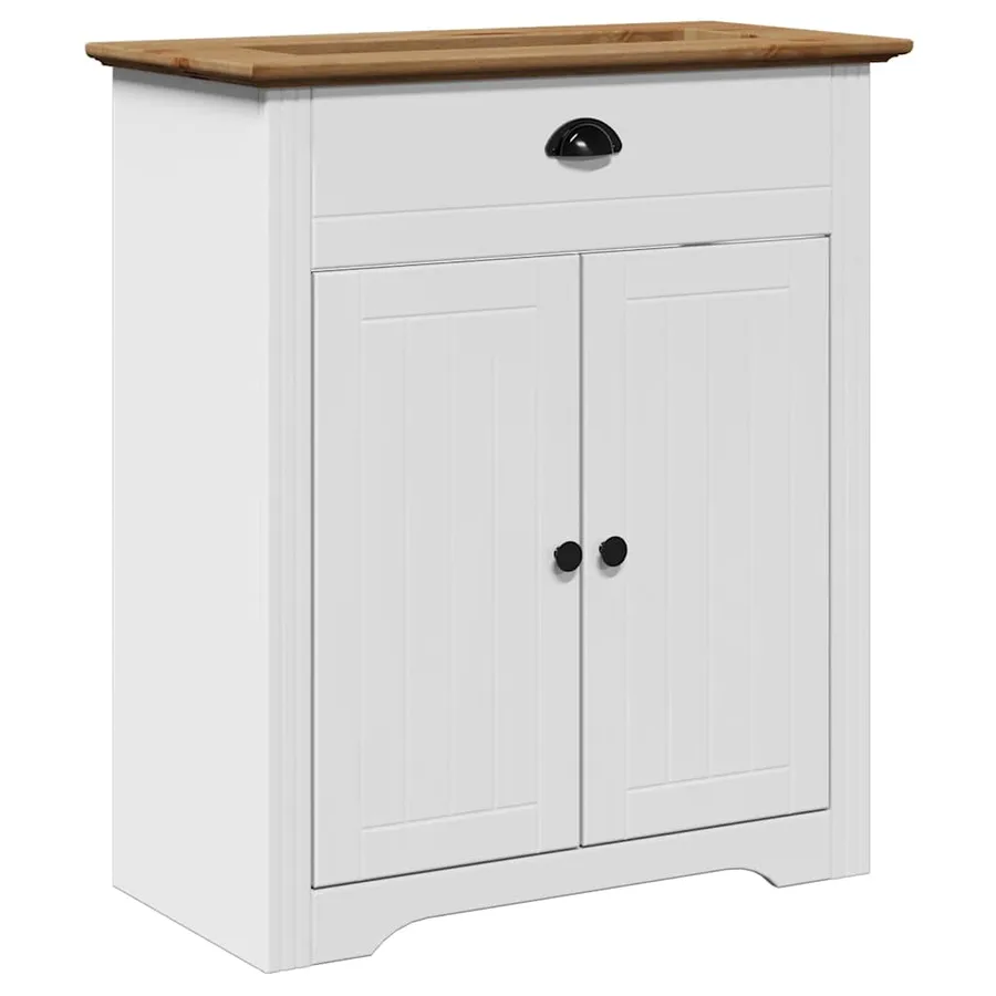 Armoire de lavabo de salle de bain BODO blanc marron 70x35x80cm - 2