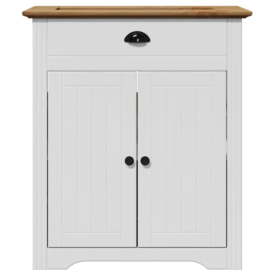 Armoire de lavabo de salle de bain BODO blanc marron 70x35x80cm - 4