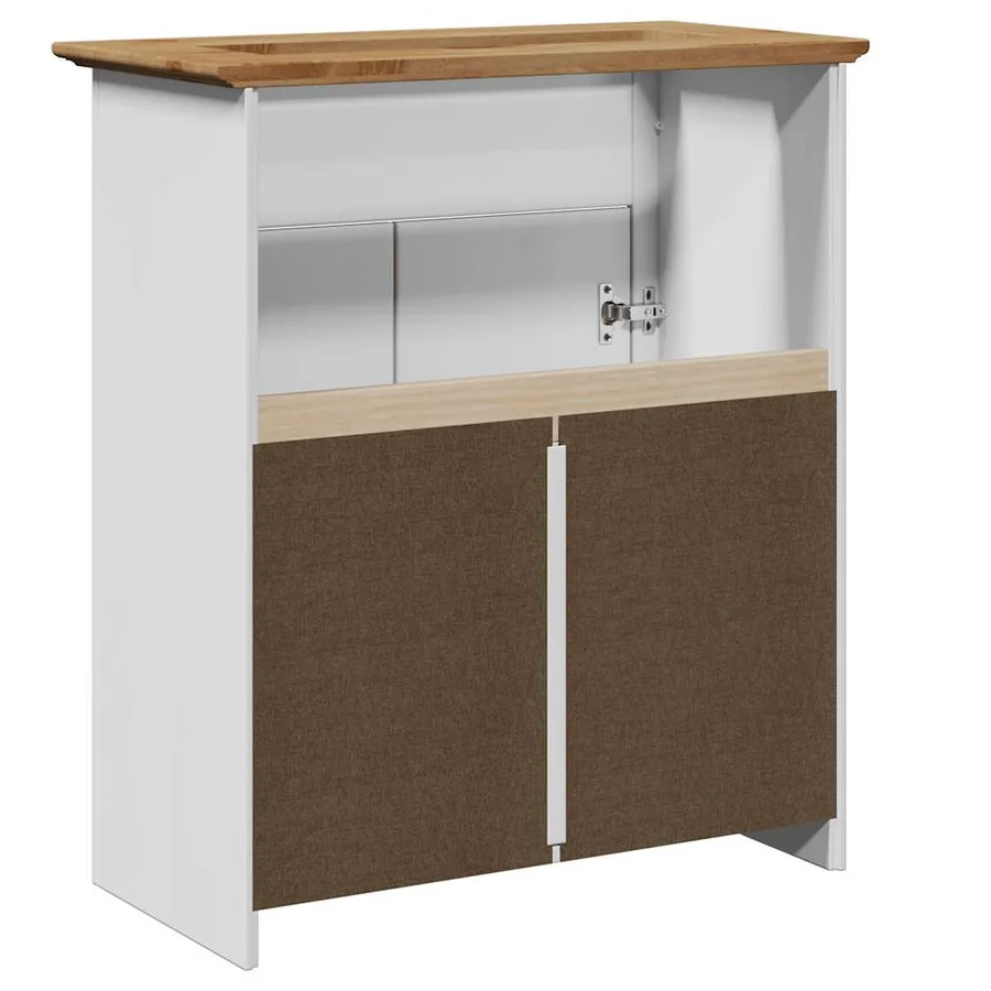 Armoire de lavabo de salle de bain BODO blanc marron 70x35x80cm - 7