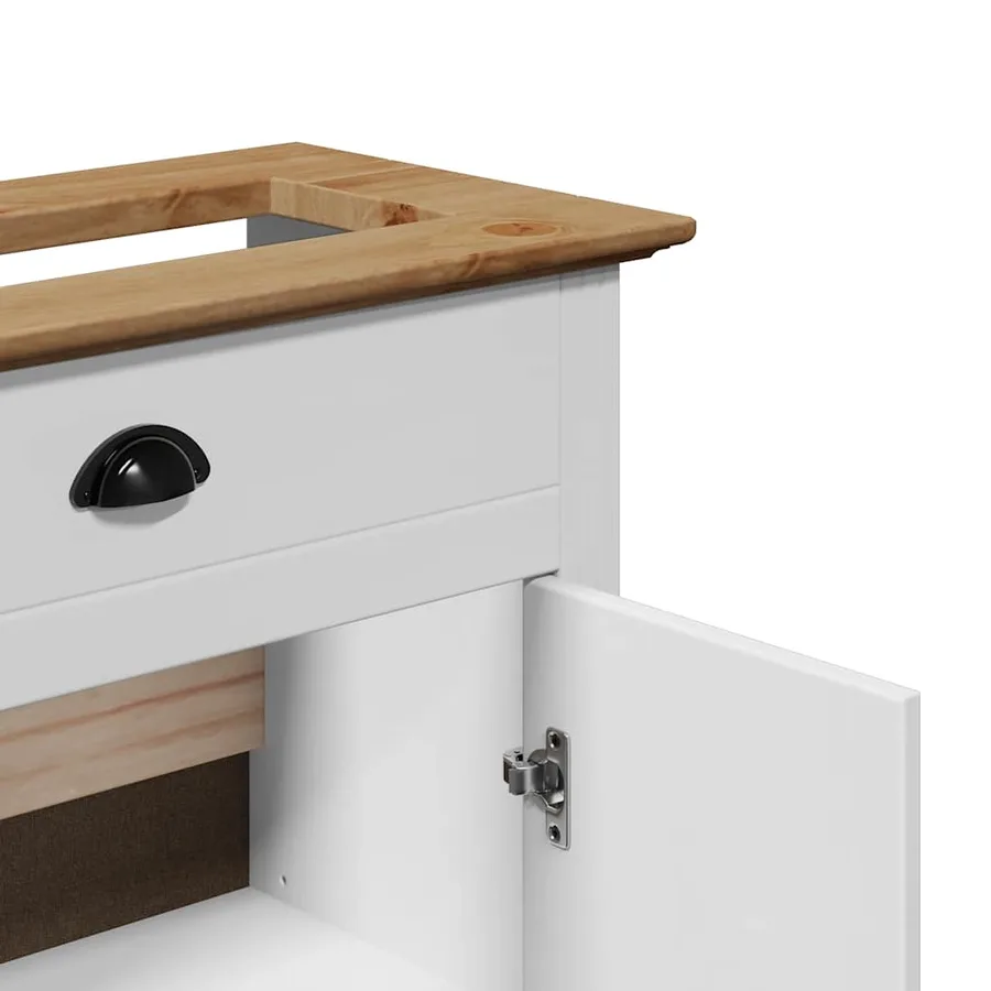 Armoire de lavabo de salle de bain BODO blanc marron 70x35x80cm - 8