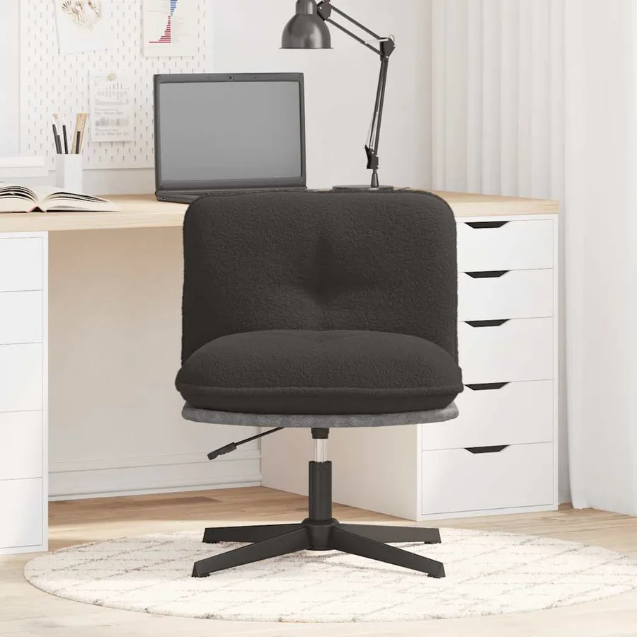 Chaise pivotante de bureau gris foncé bouclé comme laine tissu - 3