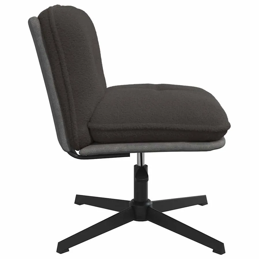 Chaise pivotante de bureau gris foncé bouclé comme laine tissu - 5