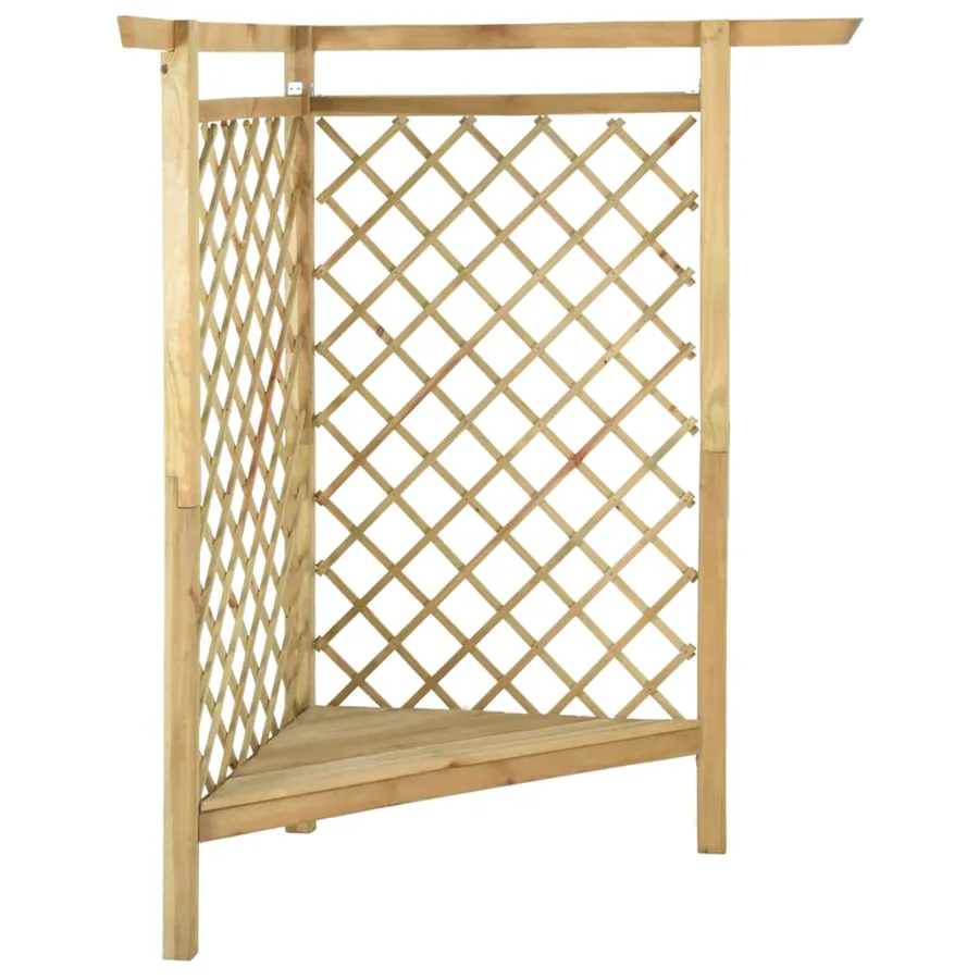 Pergola d'angle avec banc 166x81x174 cm Bois de pin imprégné - 2