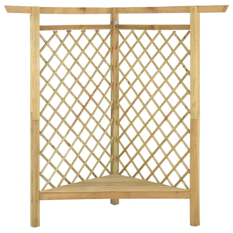 Pergola d'angle avec banc 166x81x174 cm Bois de pin imprégné - 3