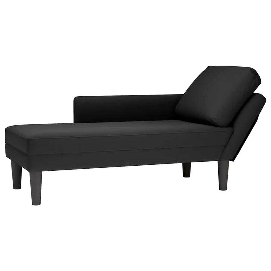 Fauteuil long avec coussin et accoudoir droit noir velours
