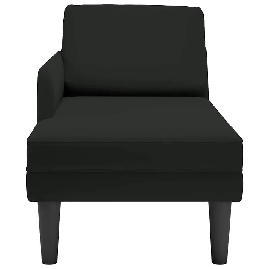 Fauteuil long avec coussin et accoudoir droit noir velours - 4