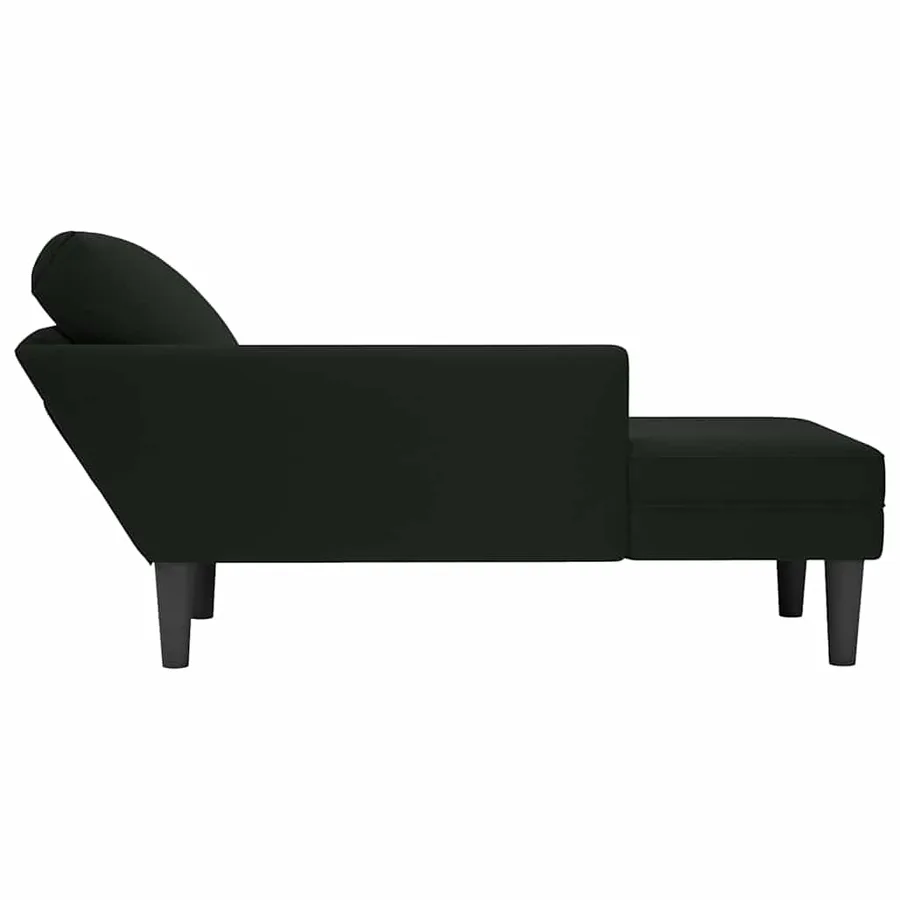 Fauteuil long avec coussin et accoudoir droit noir velours - 5