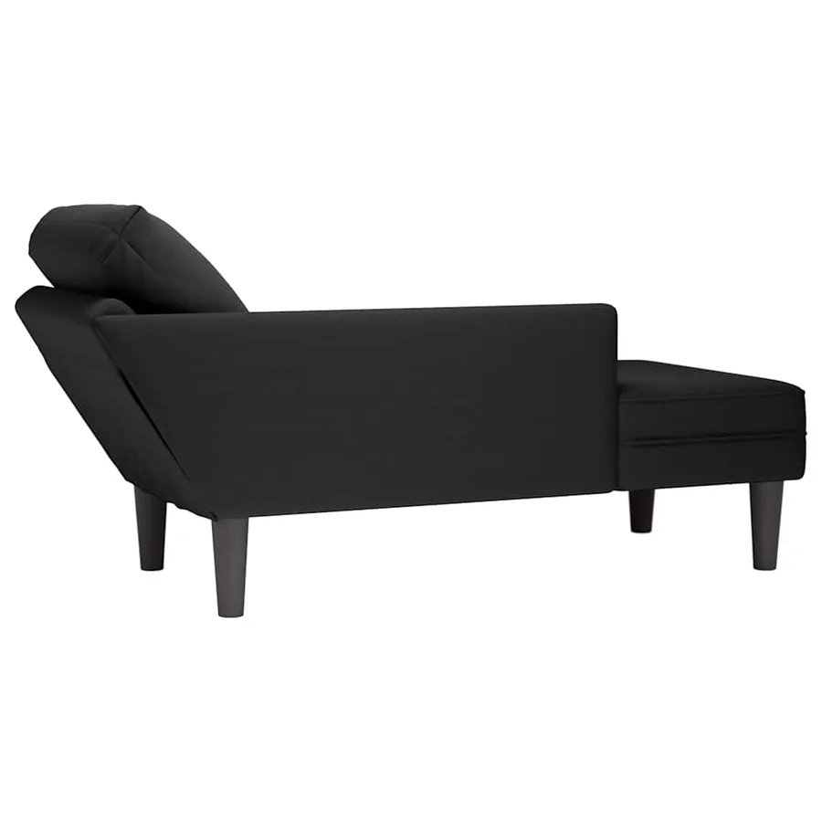 Fauteuil long avec coussin et accoudoir droit noir velours - 6