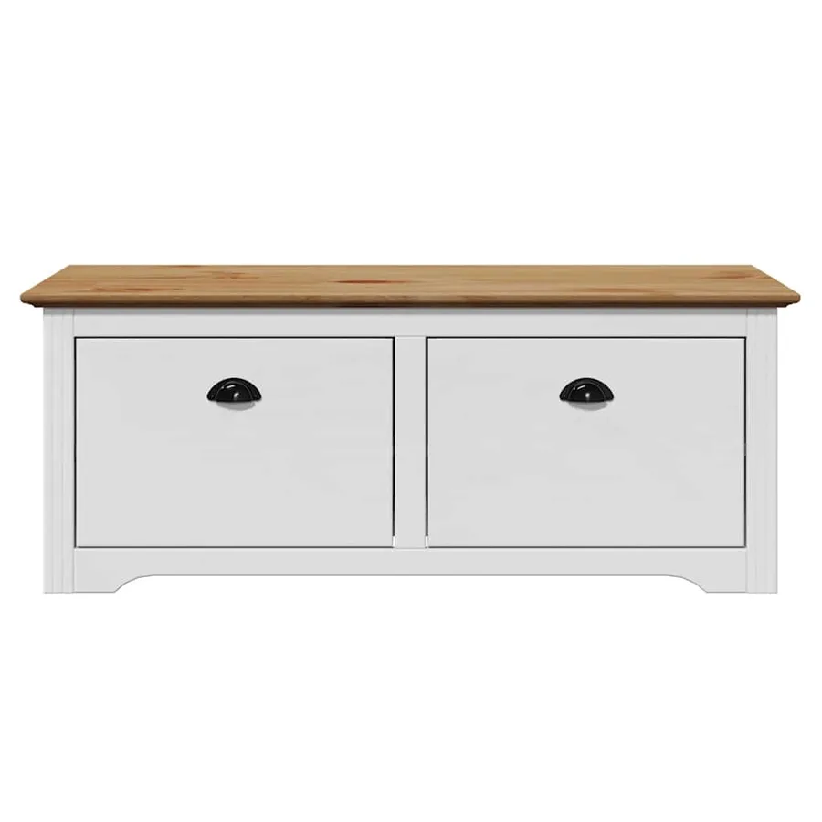 Banc de couloir BODO blanc et marron 114x40x45 cm - 4