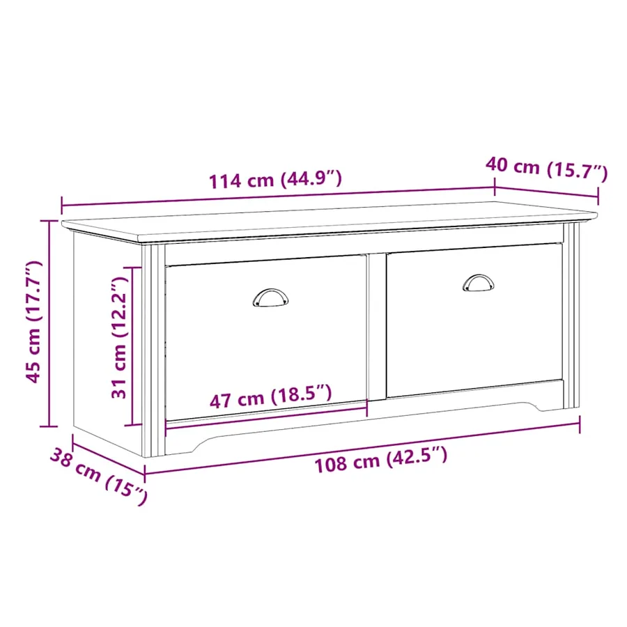 Banc de couloir BODO blanc et marron 114x40x45 cm - 9