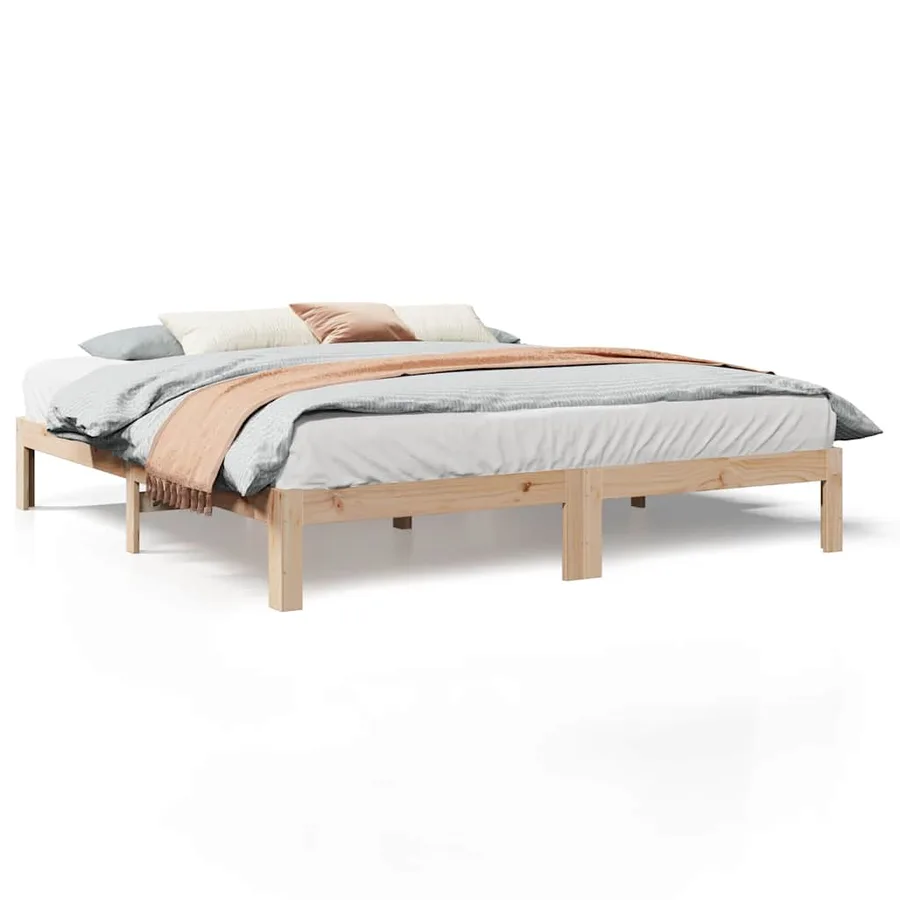 Cadre de lit sans matelas 160x200 cm bois massif de pin - 2