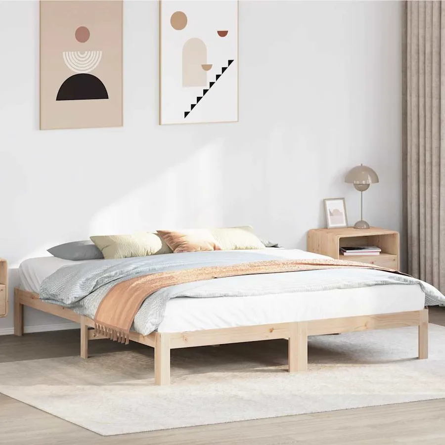 Cadre de lit sans matelas 160x200 cm bois massif de pin - 4
