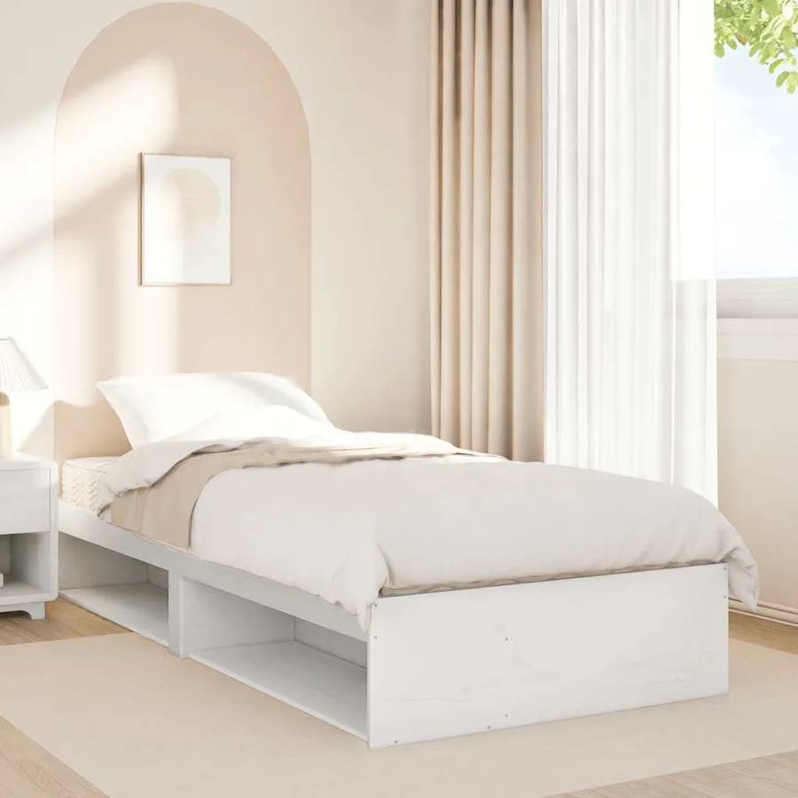 Lit de jour avec matelas blanc 100x200 cm bois de pin massif - 3